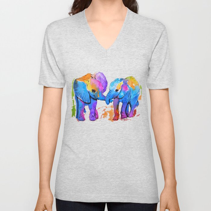 Elephants V Neck T Shirt