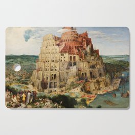 Pieter Brueghel the Elder The Tower of Babel enhanced with artificial intelligence Cutting Board