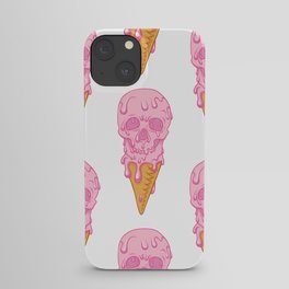 Pink skull - ice cream. Seamless pattern background. White background. iPhone Case