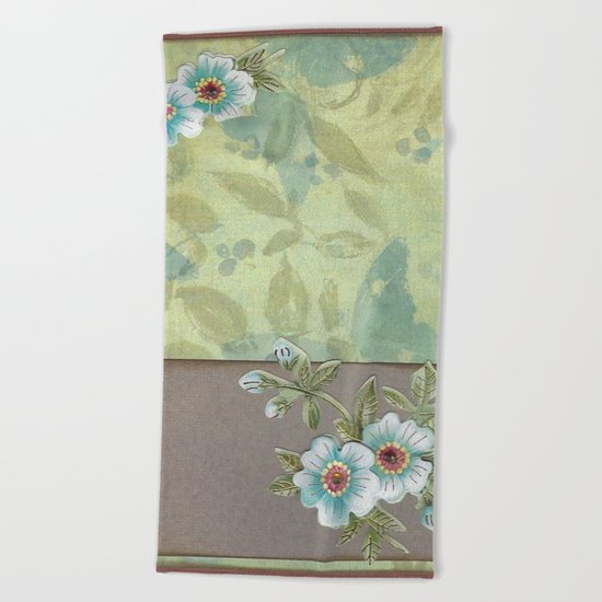 Brown paper flowers Beach Towel