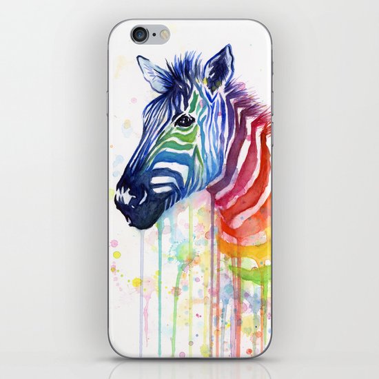 Zebra Watercolor Rainbow Animal Painting Ode to Fruit Stripes iPhone & iPod Skin
