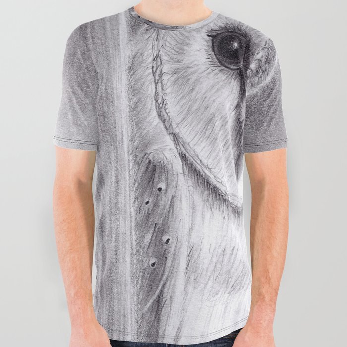 Barn Owl Pencil Drawings All Over Graphic Tee