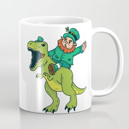 St Patricks Day Leprechaun Trex Dinosaur Kids Boys Coffee Mug