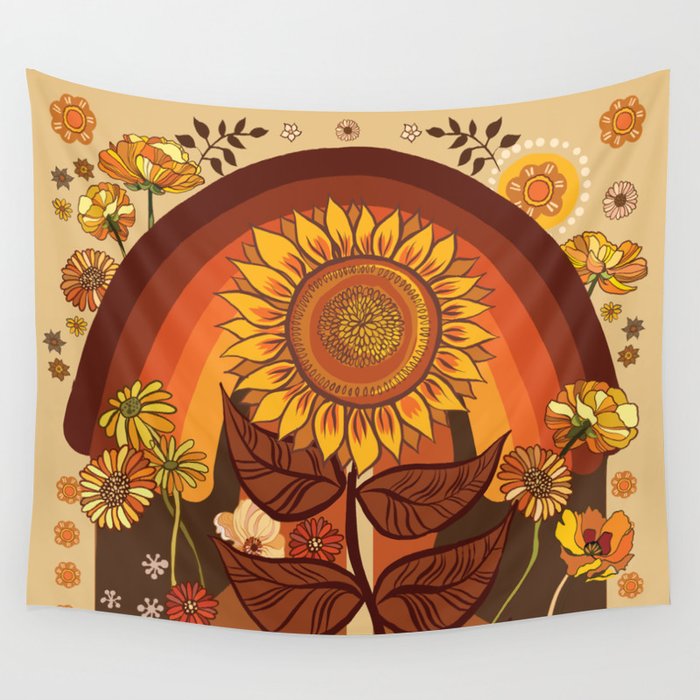 Floral Peace Sign Windshield Sun Shade, Flower Hippie Boho Women