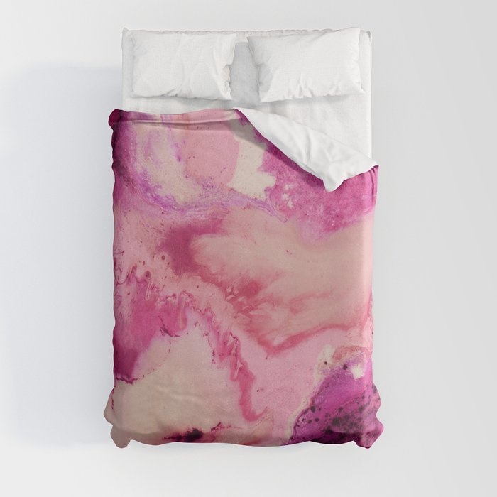 Marble Texture in Pink & Purple Swirls Duvet Cover