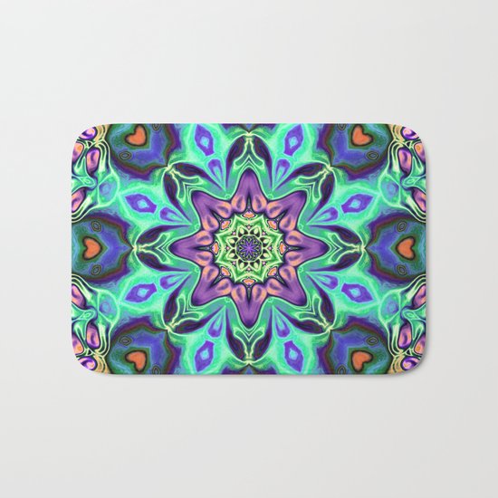 Turquoise Mandala Abstract Bath Mat