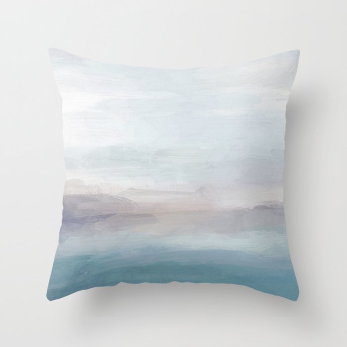 Light Gray Mauve Turquoise Aqua Blue Print Modern Wall Art Abstract Painting Throw Pillow By Rachelelise