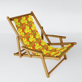 Mid-Century Modern Tropical Yuzu Fruit On Red Sling Chair