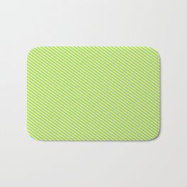 [ Thumbnail: Light Sky Blue and Yellow Colored Stripes Pattern Bath Mat ]