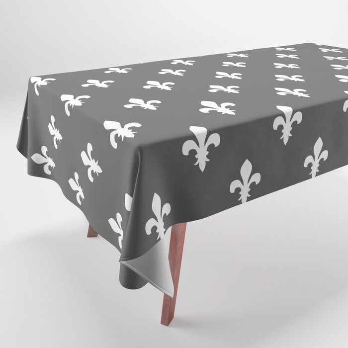 Fleur-de-Lis (White & Grey Pattern) Tablecloth