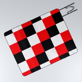 Black White Red Checker Pixel - Mandrake Picnic Blanket
