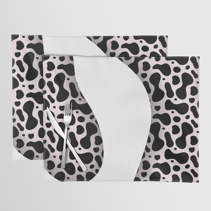 Black & White Color Liquid Wavy Design Placemat