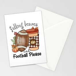 Falling leaves and football fall season Stationery Card