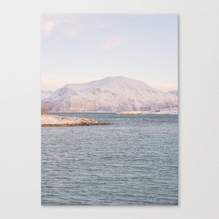 Sommarøy Island Landscape | Winter Mountain View in Norway Art Print | Pastel Color Europe Travel Photography Canvas Print