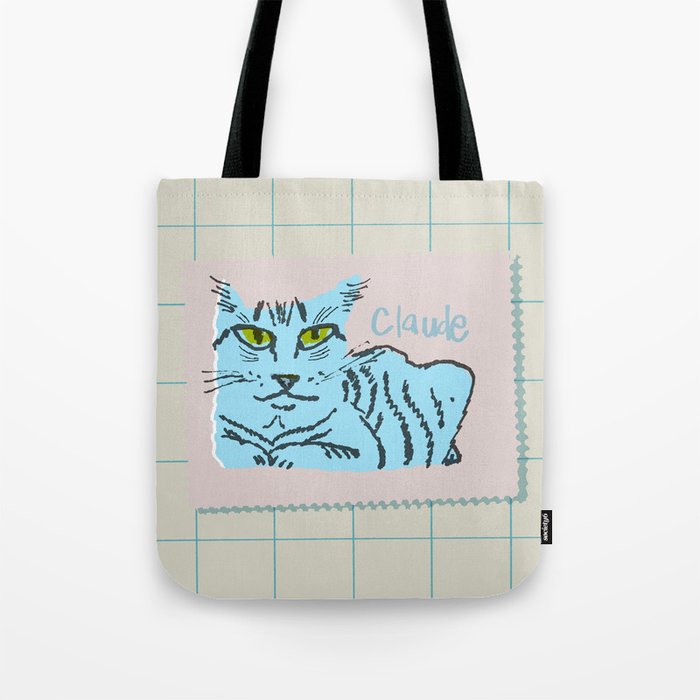 Claude Cat Blue Tote Bag