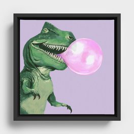 Bubble gum T-Rex in Purple Framed Canvas