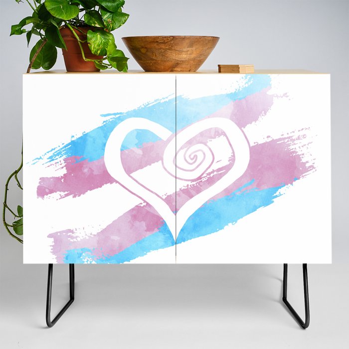Trans heart - LGBTQ love flag Credenza