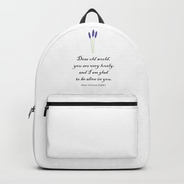 Anne of Green Gables Book Quotes - LM Montgomery Backpack