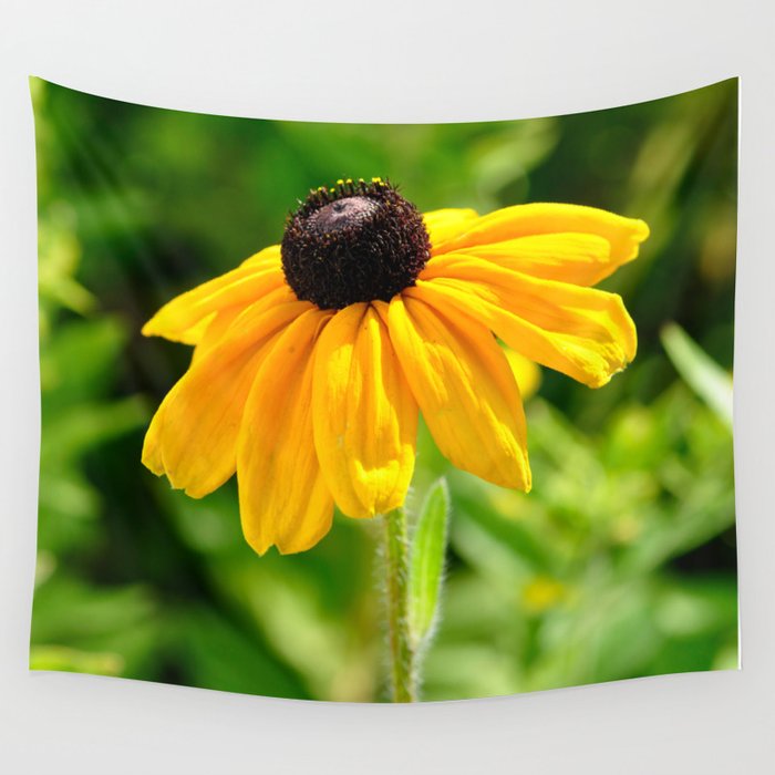 Simply Sunflower Against Green Backlight Wall Tapestry by
