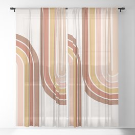 Graphic Lines Peach Sheer Curtain