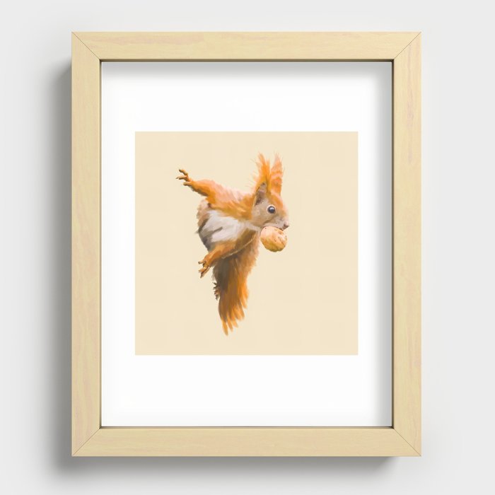 Squirrel Climbing Nut Recessed Framed Print