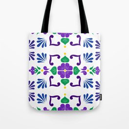 Purple 2, Framed Talavera Flower Tote Bag