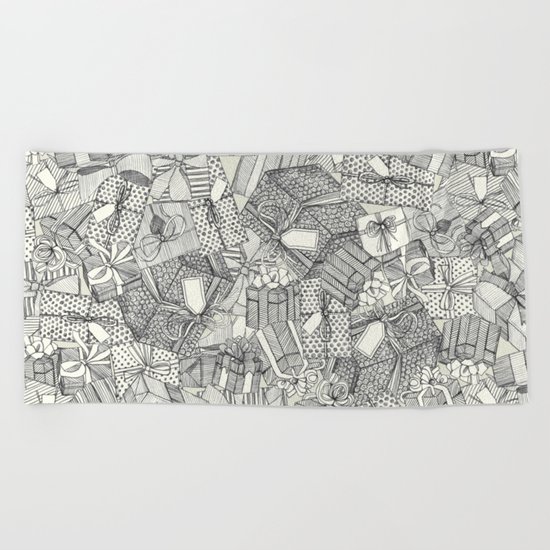 pencil parcels ivory Beach Towel