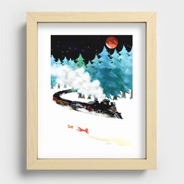 fox and steam train Recessed Framed Print