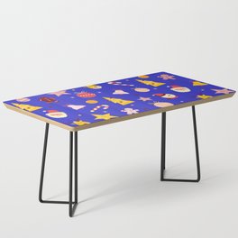 Christmas Pattern Funny Elements Blue Coffee Table