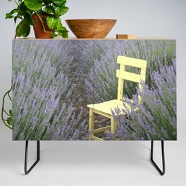 Yellow Chair In A Lavender Field Photograph Credenza