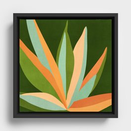 Colorful Agave Painted Cactus Illustration Framed Canvas