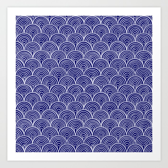 Navy Blue Waves Art Print