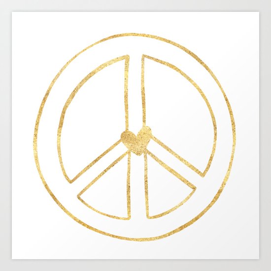 Gold Heart Peace Sign Art Print By Joacreations Society6