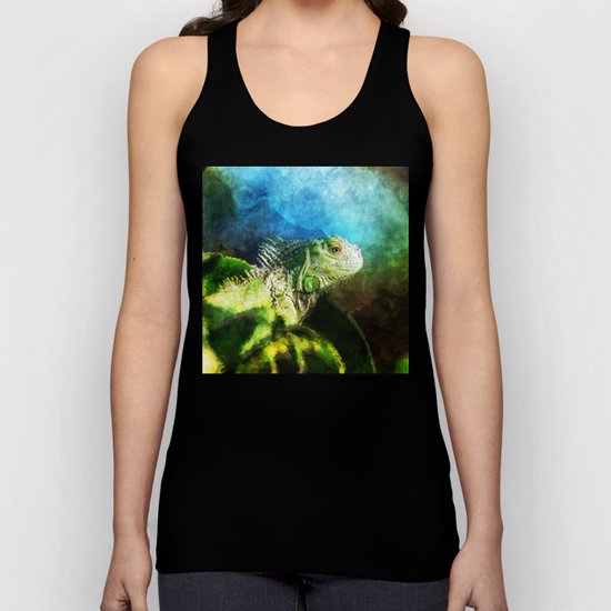 Blue And Green Iguana Profile Unisex Tank Top