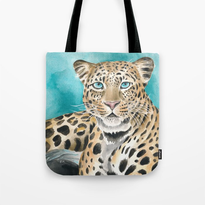 Amur Leopard Watercolor Fine Art Tote Bag