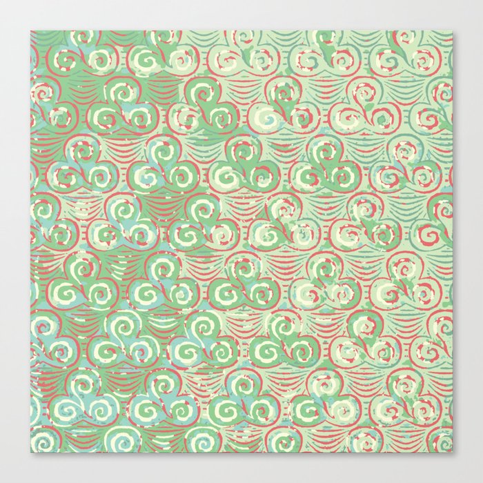 Celtic clover pattern in green Canvas Print