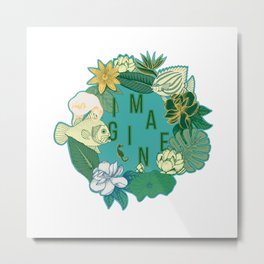 Imagine Metal Print | Ornate, Nature, Vector, Garland, Flower, Leaf, Blossom, Circletofflowers, Fish, Magic 