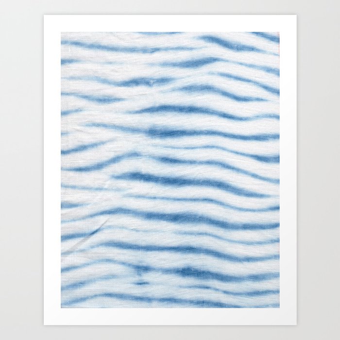 Shibori Stripe in Pale Blue Art Print