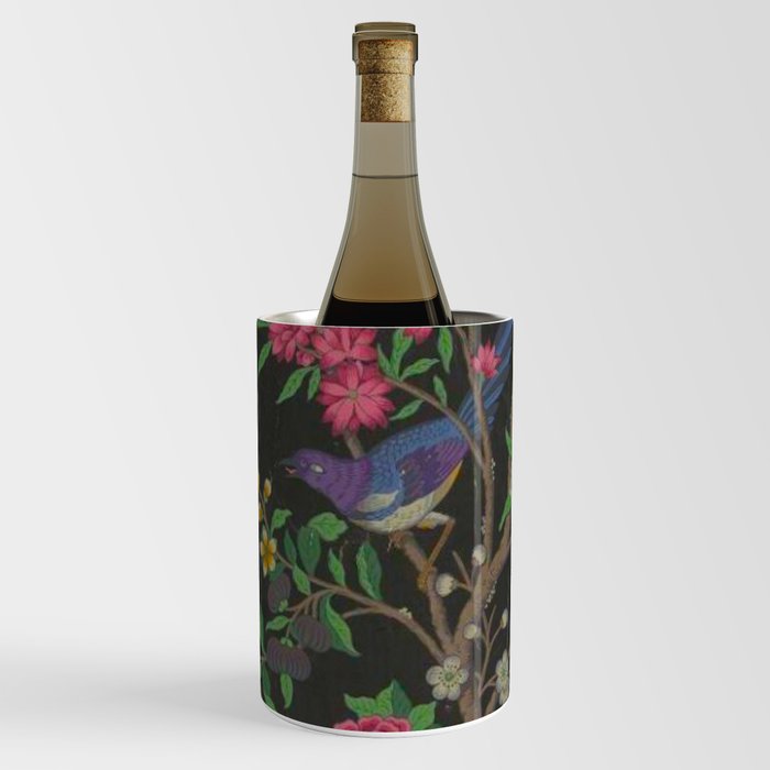 18th Century Chinoiserie Dark Enchanted Magpie Peony Garden  Wine Chiller