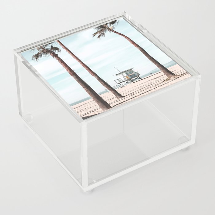 Lifeguard Tower California Beach Palm Trees Acrylic Box