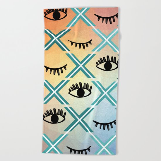 Original Colorful Eyes Design Beach Towel