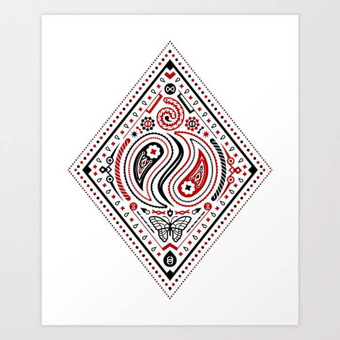 83 Drops - Diamonds (Red & Black) Art Print