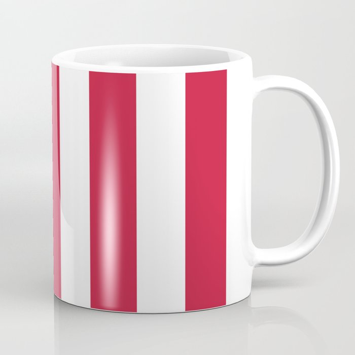 Cardinal fuchsia - solid color - white vertical lines pattern Coffee Mug
