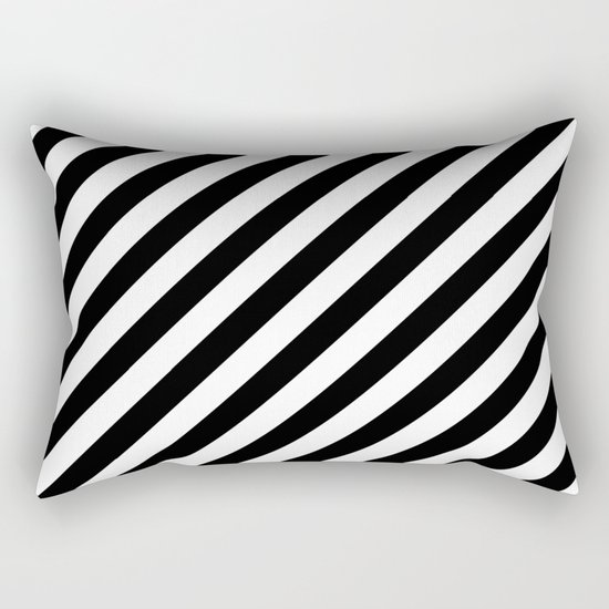 Diagonal Stripes (Black/White) Rectangular Pillow
