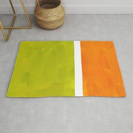 Retro Lime Green Minimalist Abstract Color Block Rothko Midcentury Modern Art Rug