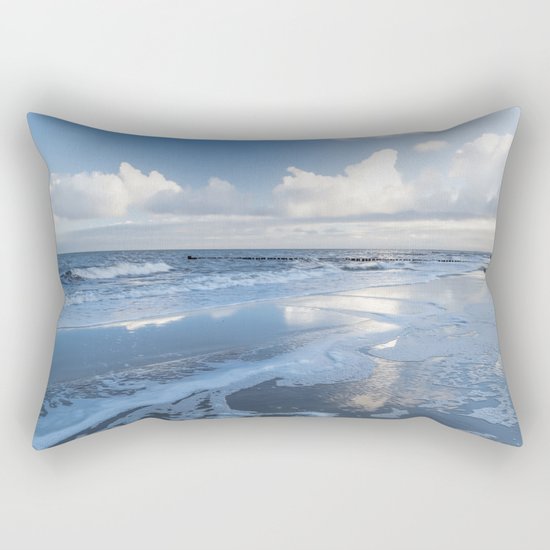Cold day at the beach - Ocean blue on #Society6 Rectangular Pillow