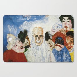 Death and the masks outcast grotesque art portrait painting by James Ensor Cutting Board