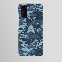 Personalized A Letter on Blue Military Camouflage Air Force Design, Veterans Day Gift / Valentine Gift / Military Anniversary Gift / Army Birthday Gift iPhone Case Android Case
