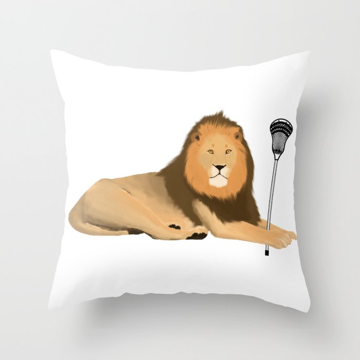 Lion Lacrosse Throw Pillow