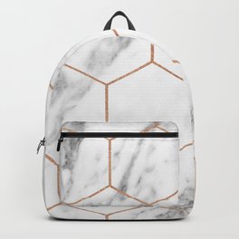 Rose gold marble hexagons honeycomb pattern Backpack | Digital, Copper, Hexagons, Acrylic, Pink, Shapes, Designer, Rosegold, Beehivepattern, Graphicdesign 